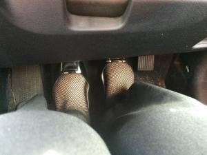 feet in car